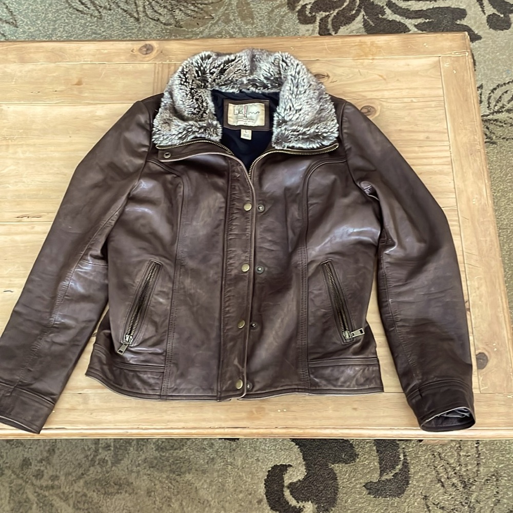 Ladies Leather Bomber Jacket by Wilsons Vintage USA